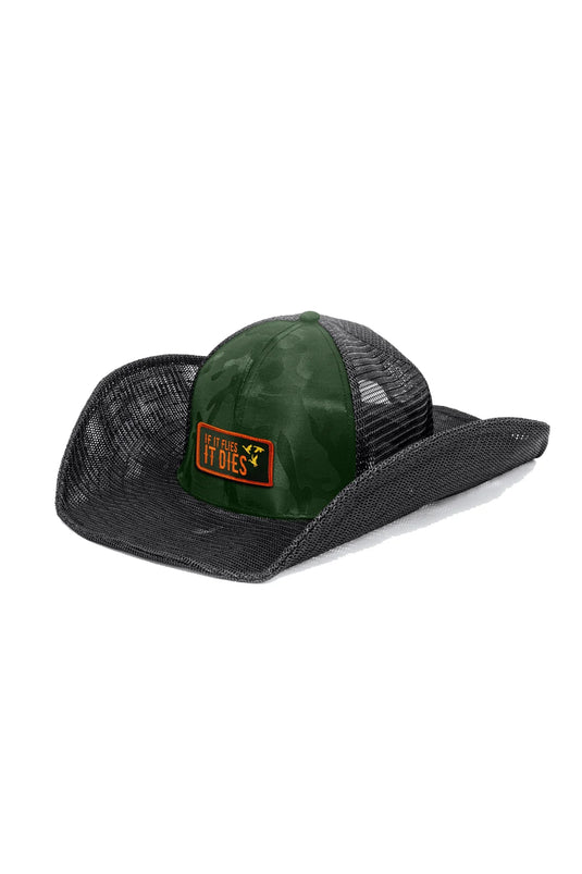 If It Flies Cowboy Snapback-Black/ Green Camo